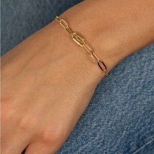 ADINA EDEN Pave Safety Pin Paperclip Bracelet - Gold